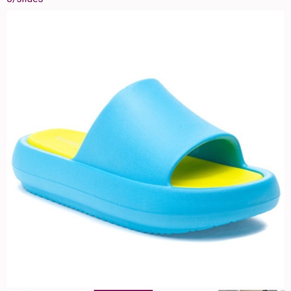 J/SLIDES beach slides in turquoise and yellow NWT - image 1
